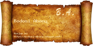 Bodosi Abony névjegykártya